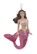 Kurt Adler Mermaid With Pink Glitter Tail Christmas Ornament