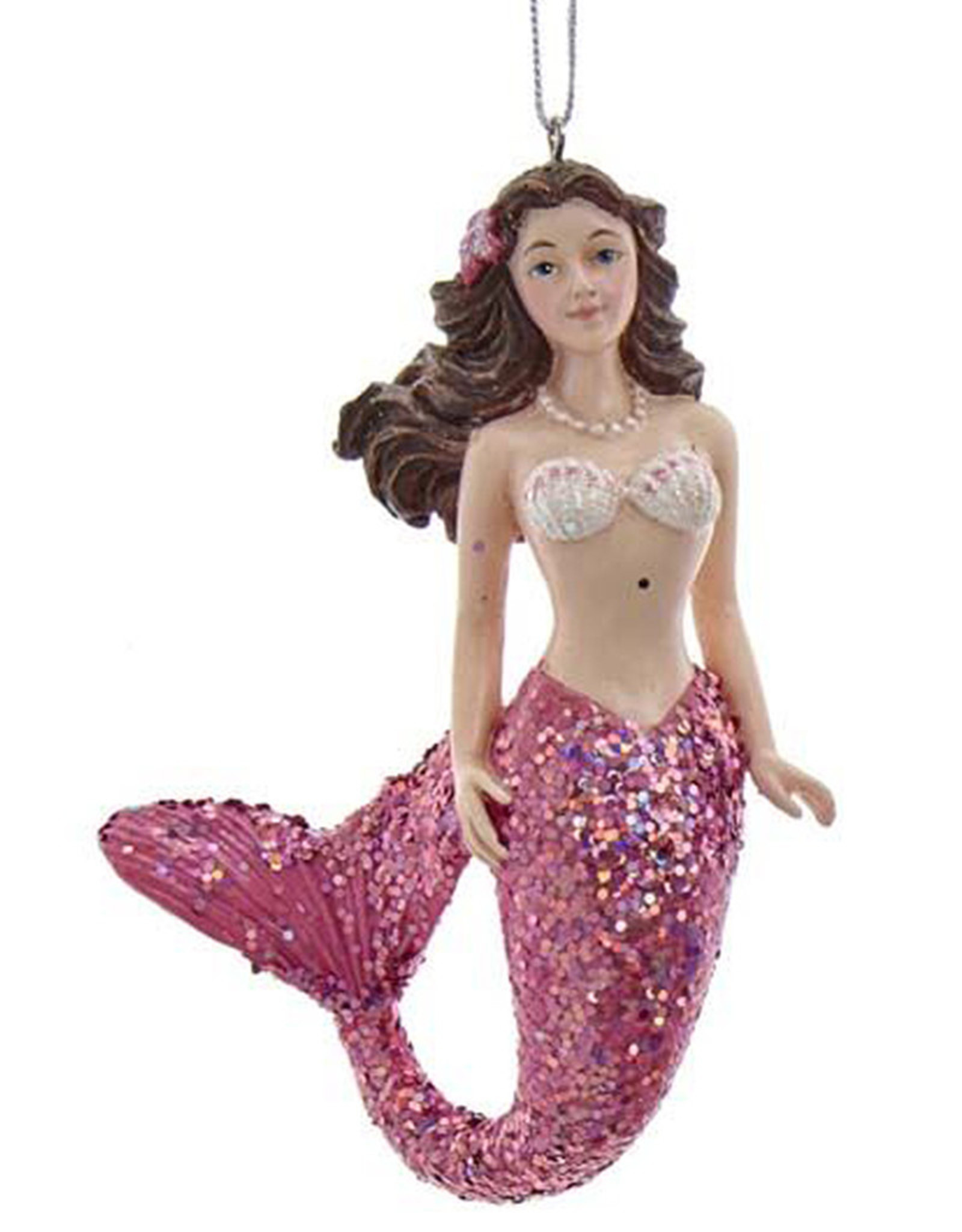 Kurt Adler Mermaid With Pink Glitter Tail Christmas Ornament