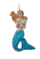 Kurt Adler Mermaid With Teal Glitter Tail Christmas Ornament