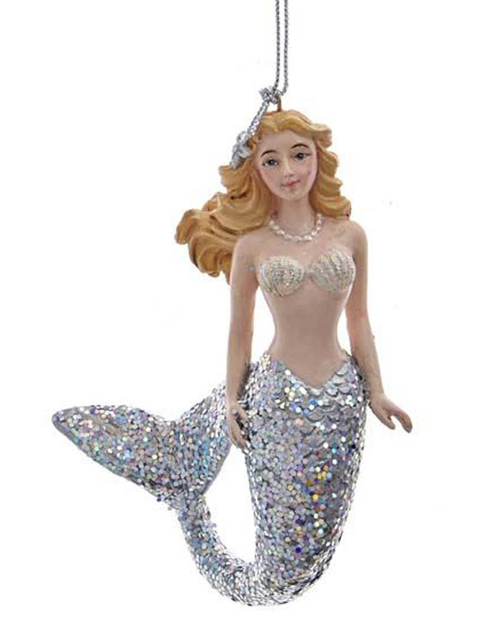 Kurt Adler Mermaid With Silver Glitter Tail Christmas Ornament