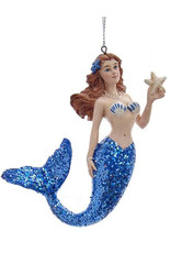 Kurt Adler Mermaid With Blue Glitter Tail Christmas Ornament