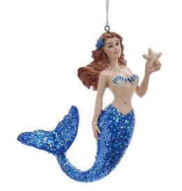 Kurt Adler Mermaid With Blue Glitter Tail Christmas Ornament
