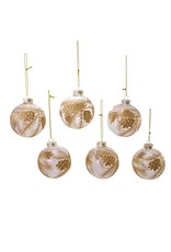 Kurt Adler Clear Glass With Gold Pinecone Ball Ornaments Set of 6