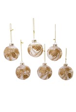 Kurt Adler Clear Glass With Gold Pinecone Ball Ornaments Set of 6