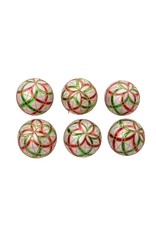 Kurt Adler Plaid Red Green Gold on Silver Glass Ball Ornaments Set 6
