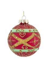 Kurt Adler Red Green Gold Glass Ball Ornaments Set of 6