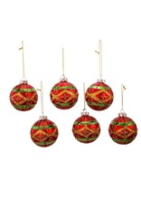 Kurt Adler Red Green Gold Glass Ball Ornaments Set of 6