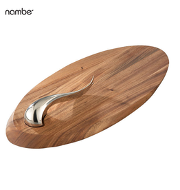 Nambe Swoop Wood Cheese Board with Cheese Knife