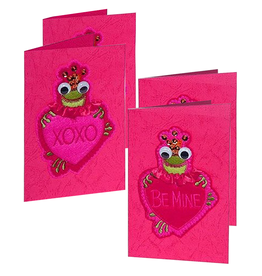 Katherine's Collection Valentines Cards 4PK Frog w Heart 2-XOXO 2-Be Mine