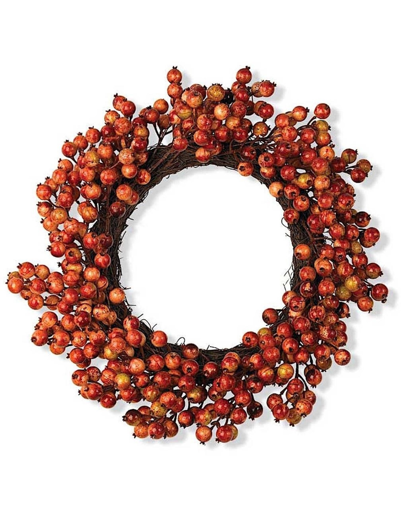 K&K Interiors Fall Berry Wreath 24 Inch Orange Berry Wreath