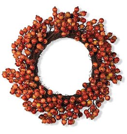 K&K Interiors Fall Berry Wreath 24 Inch Orange Berry Wreath