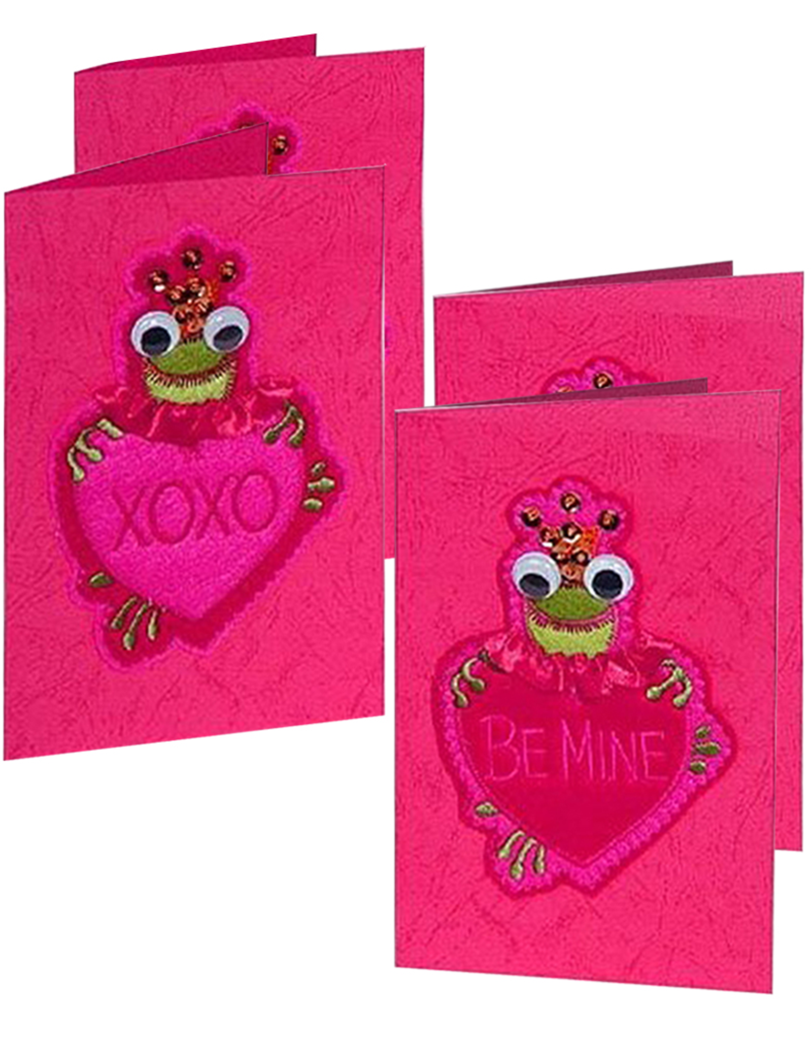 Katherine's Collection Valentines Cards 4PK Frog w Heart 2-XOXO 2-Be Mine
