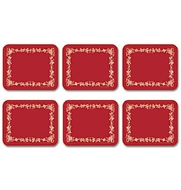 Jason Christmas Coasters Red W White Holly Berry Border Set of 6