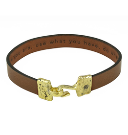 Waxing Poetic® Jewelry Close Counsel Mens Bracelet LG -Brass and Leather