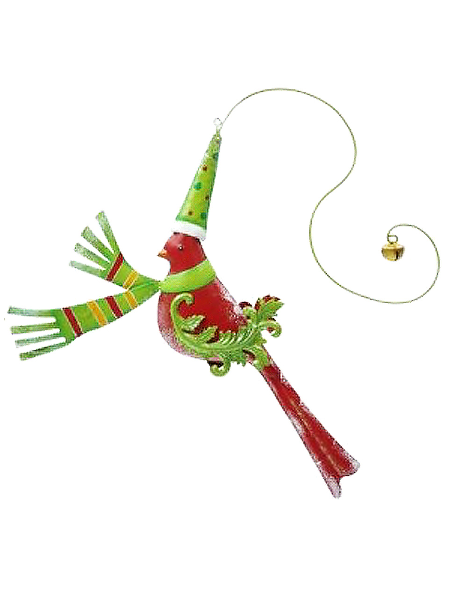 Festive Bird Hanging Ornament Red