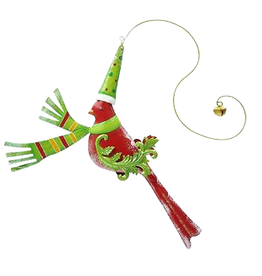 Festive Bird Hanging Ornament Red