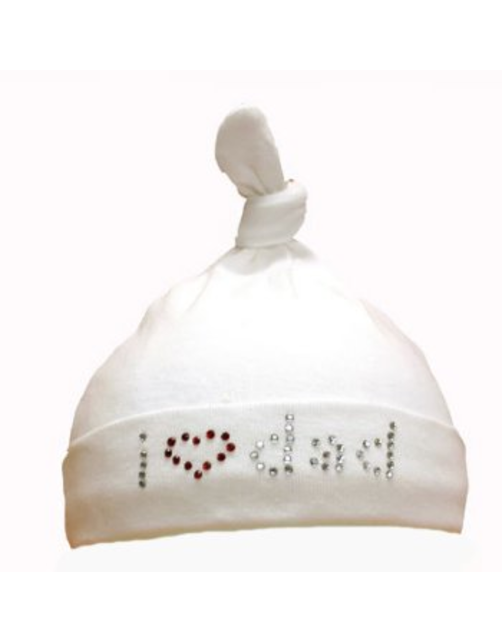 Mama and Bambino Infant Baby Hat with Rhinestones White Dad