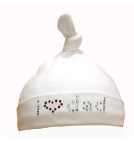 Mama and Bambino Infant Baby Hat with Rhinestones White Dad