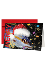 By The Seas-N Greetings Christmas Card Merry and Bright Santa Fish