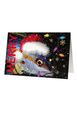 By The Seas-N Greetings Christmas Card Merry and Bright Santa Fish