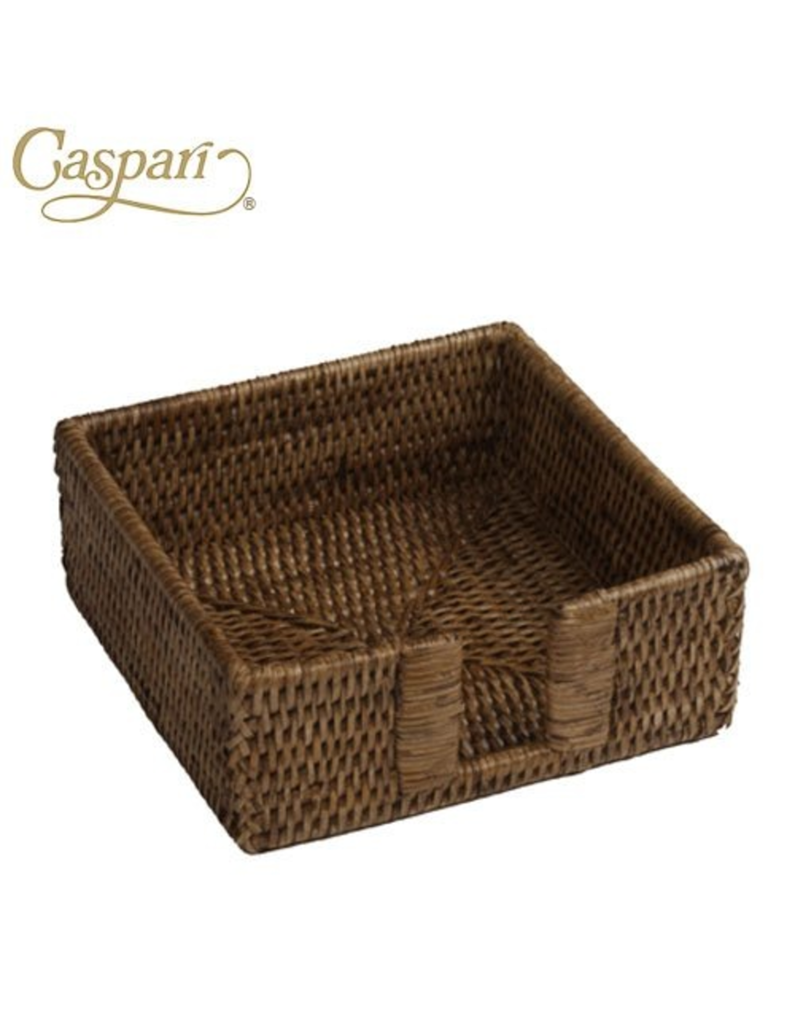 Caspari Rattan Luncheon Napkin Holder In Dark Natural