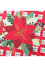 Papyrus Christmas Cocktail Beverage Napkins 20pk Poinsettia on Plaid