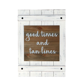 Mud Pie Wood Planked Wall Plaque w Good Times and Tan Lines