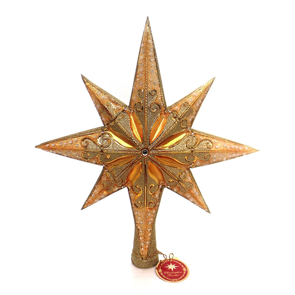 Christopher Radko Christmas Tree Topper Champagne Stellar Finial Digs