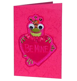 Katherine's Collection Valentines Card Frog Holding Heart with Be Mine