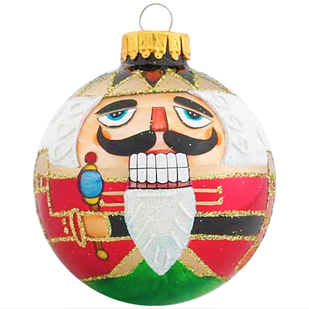 Kurt Adler Nutcracker Glass Ball Christmas Ornaments 65mm Set of 4
