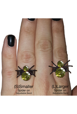 Twos Company Halloween Black Widow Bling Spider Ring .5 inch 0300-S-Green