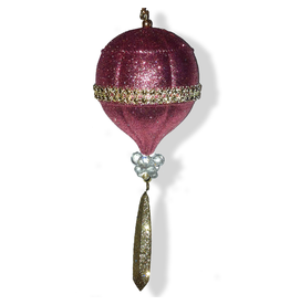 Kurt Adler Edwardian Glitter Acrylic Onion Ornament w Gold Bead Dangle -A