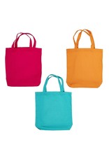 Darice Cotton Canvas Tote 3 Pack 13.5x13.5 Inch Pink Teal Orange