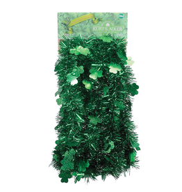 Kurt Adler Green Tinsel Garland W Shamrocks 12ft Irish St Patricks Day