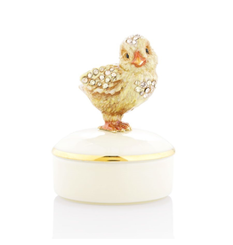 Jay Strongwater Decorative Boxes Sawyer Chick Round Porcelain Box