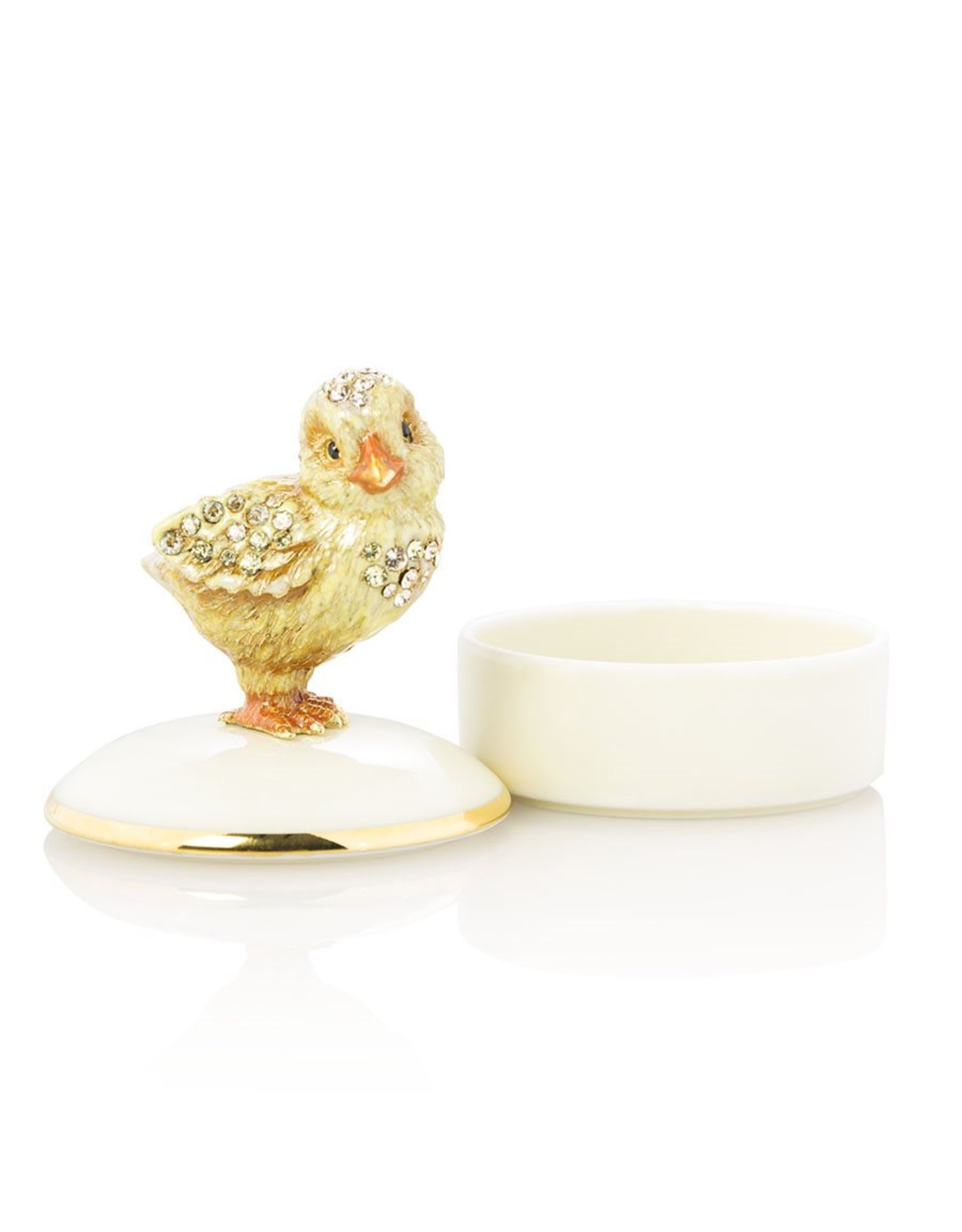 Jay Strongwater Decorative Boxes Sawyer Chick Round Porcelain Box