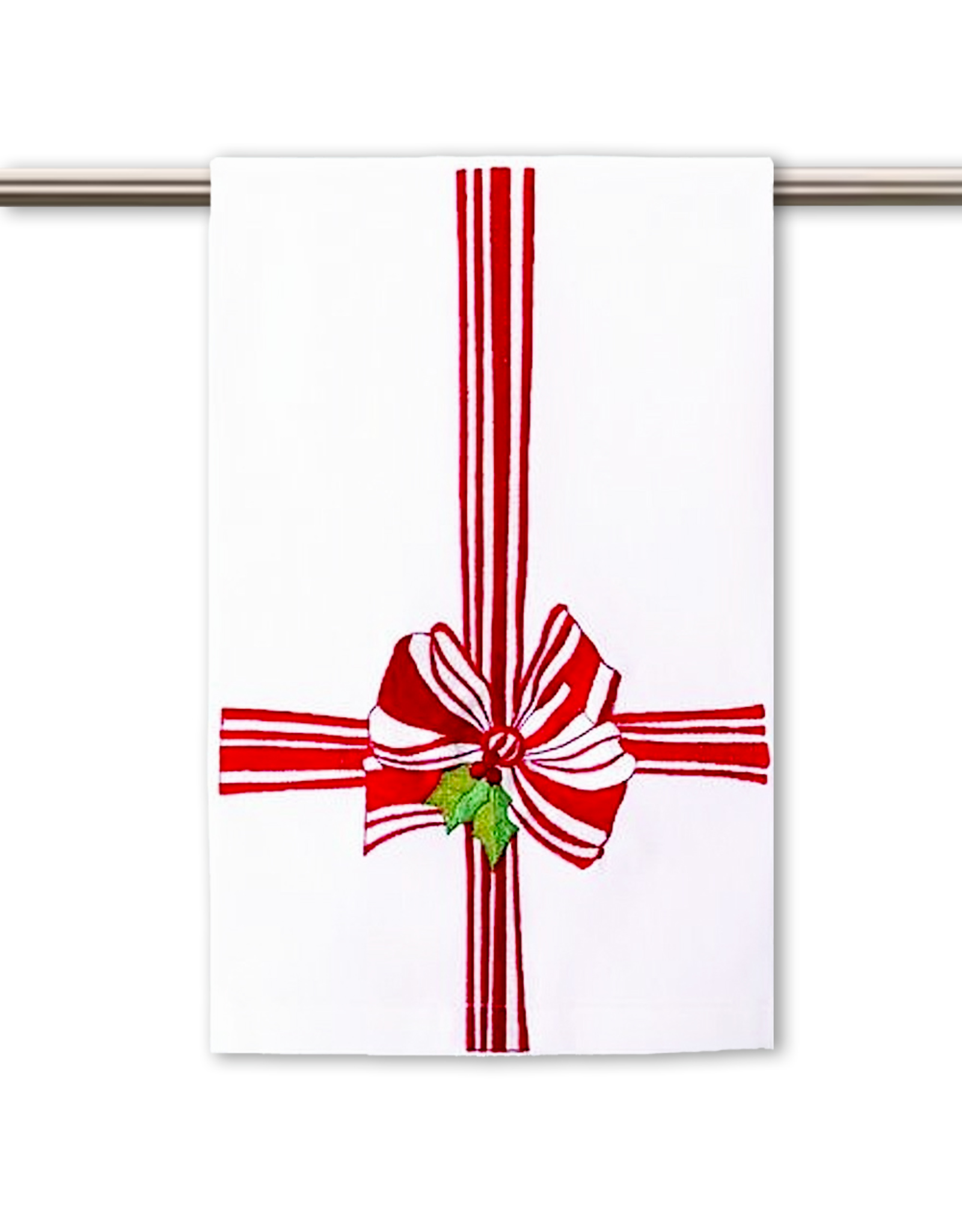 Peking Handicraft Christmas Hand-Guest Towel Red Ribbon Bow 16x25