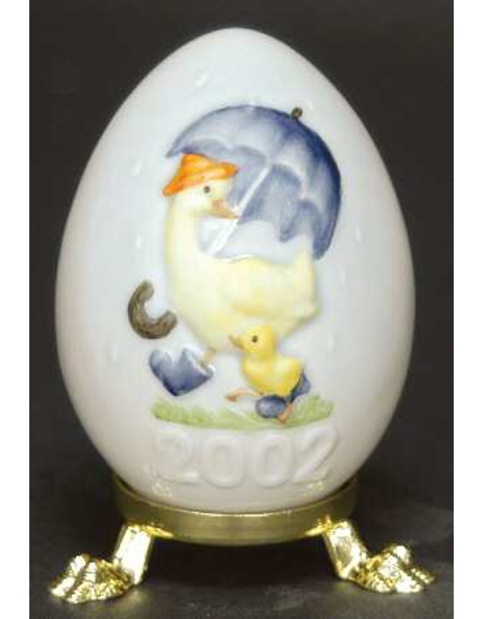 Goebel 2002 25th Edition Annual Egg Chick and Duck w Umbrella