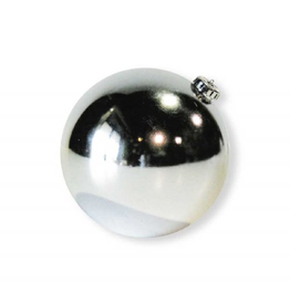 K&K Interiors Christmas Decor B7630MED Medium Silver Shiny Ball Ornament