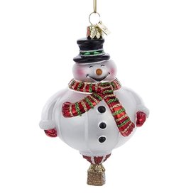 Kurt Adler Glass Hot Air Balloon Snowman Ornament 4.8 Inch Noble Gems