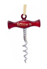 Kurt Adler Glass Cork Screw Wine Bottle Opener Ornament Screw It