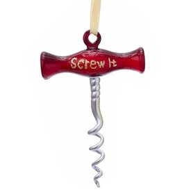 Kurt Adler Glass Cork Screw Wine Bottle Opener Ornament Screw It