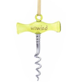 Kurt Adler Glass Cork Screw Wine Bottle Opener Ornament Unwind