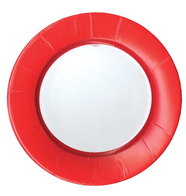 Caspari Paper Salad-Dessert Plates 8pk Linen Red