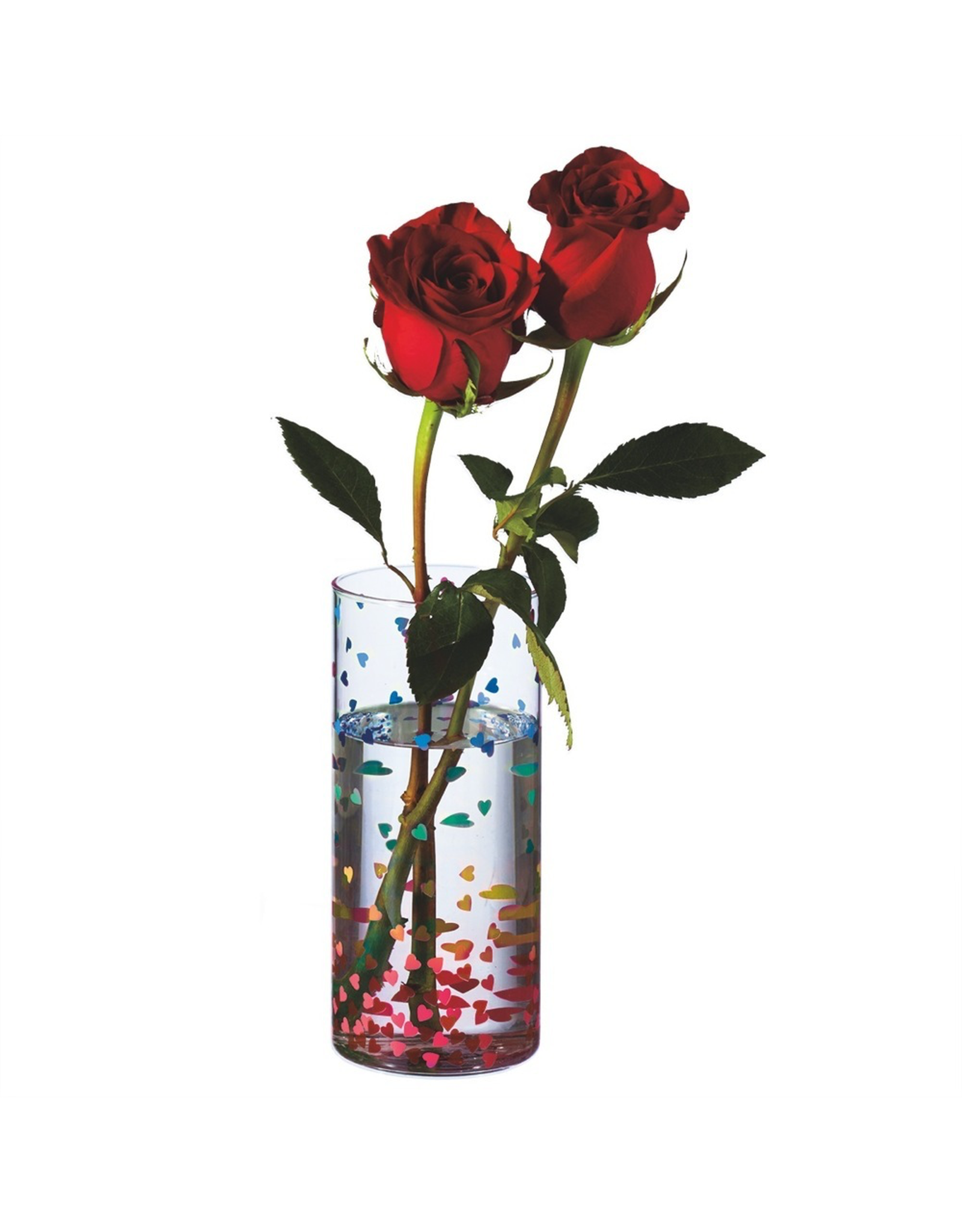 Midwest-CBK Rainbow Confetti Heart Vase 7H Glass Vase w Multi Color Hearts