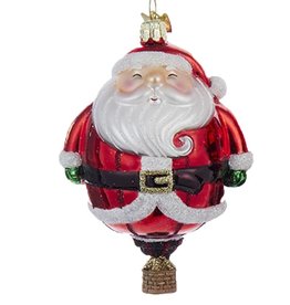 Kurt Adler Glass Hot Air Balloon Santa Ornament 4.8 Inch Nobel Gems