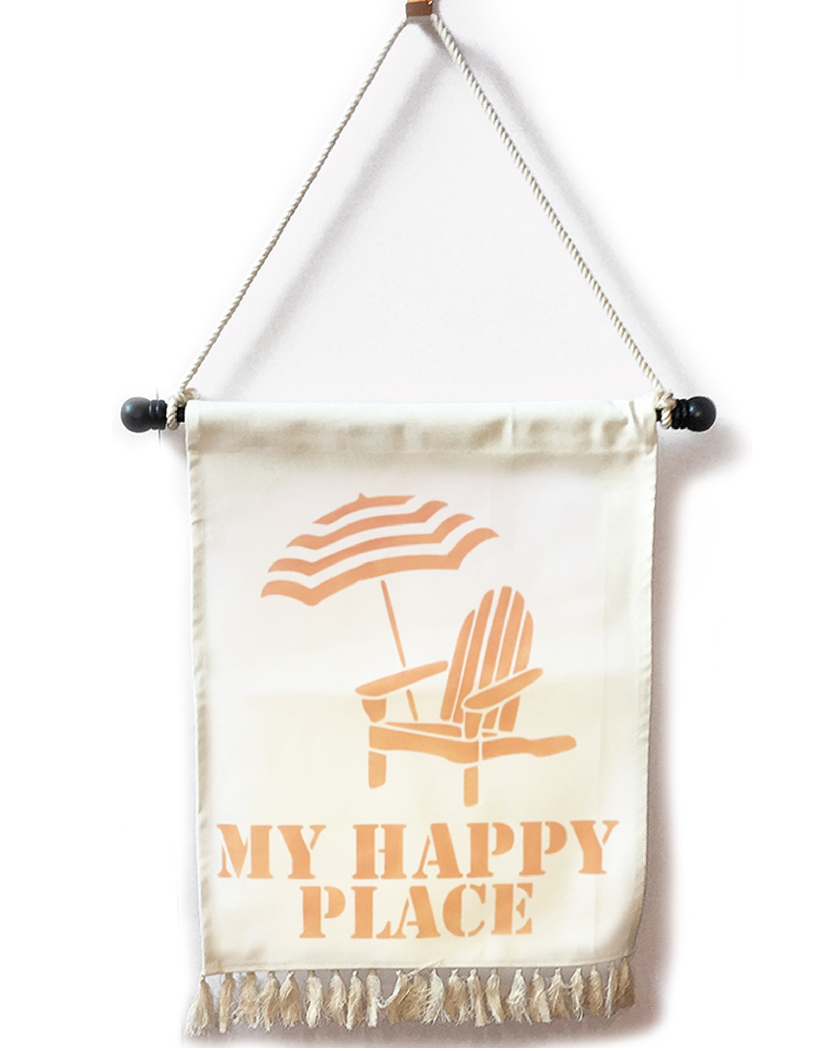 MFH Banner W Tassel Fringe 20x30 w My Happy Place