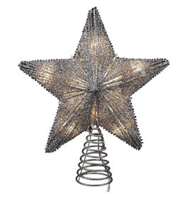 Kurt Adler Silver Star Lighted 10 Inch Christmas Tree Topper