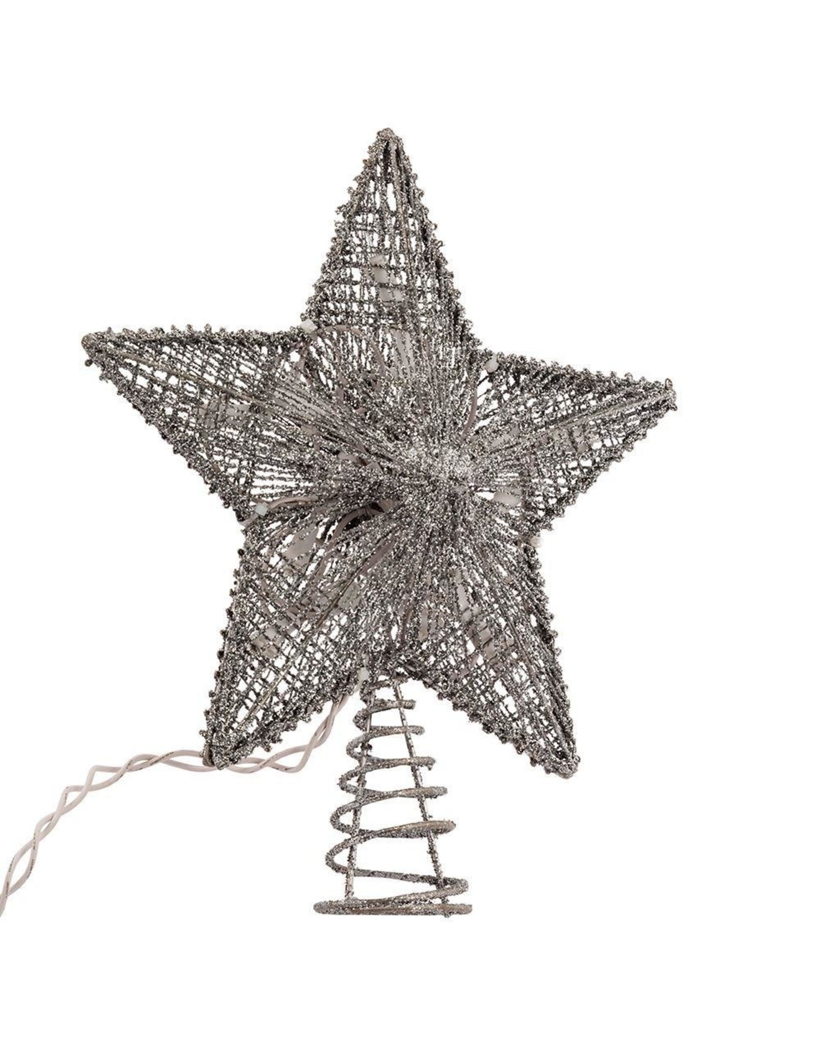 Kurt Adler Silver Star Lighted 10 Inch Christmas Tree Topper