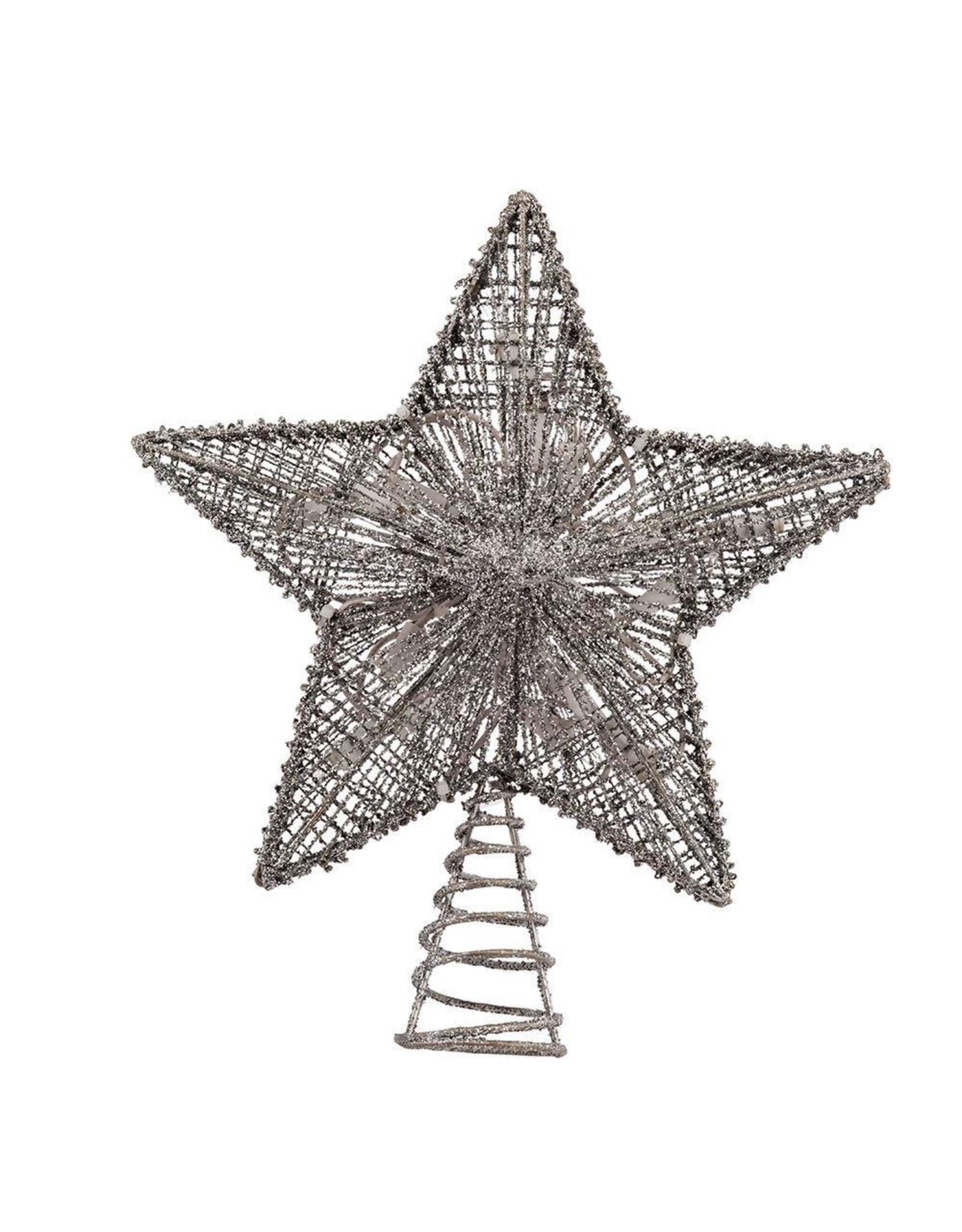 Kurt Adler Silver Star Lighted 10 Inch Christmas Tree Topper